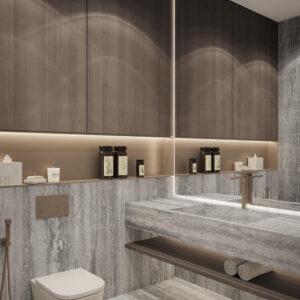 Nabel Travertine Sliver Grey Bathroom Wall and Floor 2