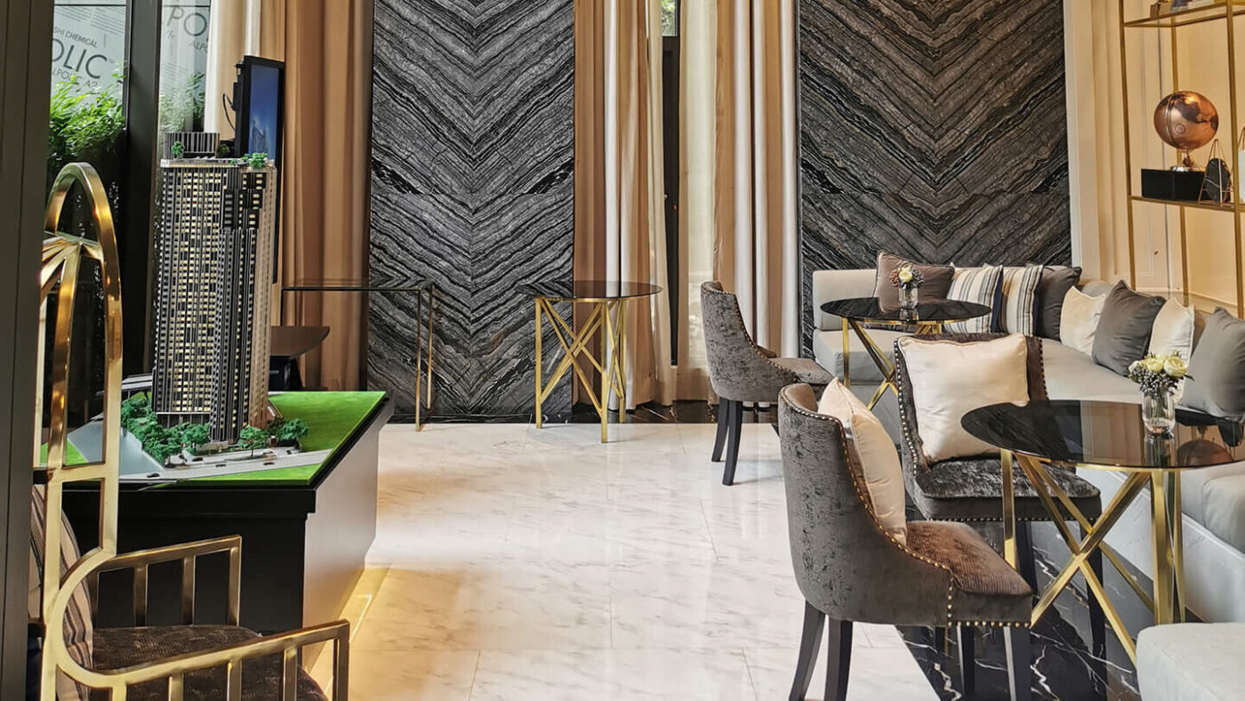 หินอ่อนสีดำ Black Forest ติดผนัง